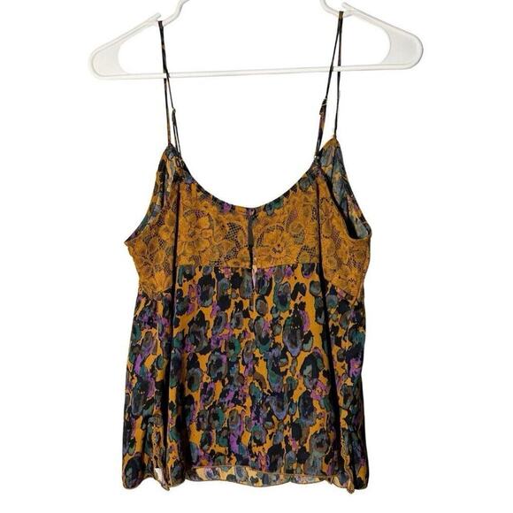 Intimately Free People Gold Purple Printed Lace Little Dreams Cami Size M - Picture 5 of 8